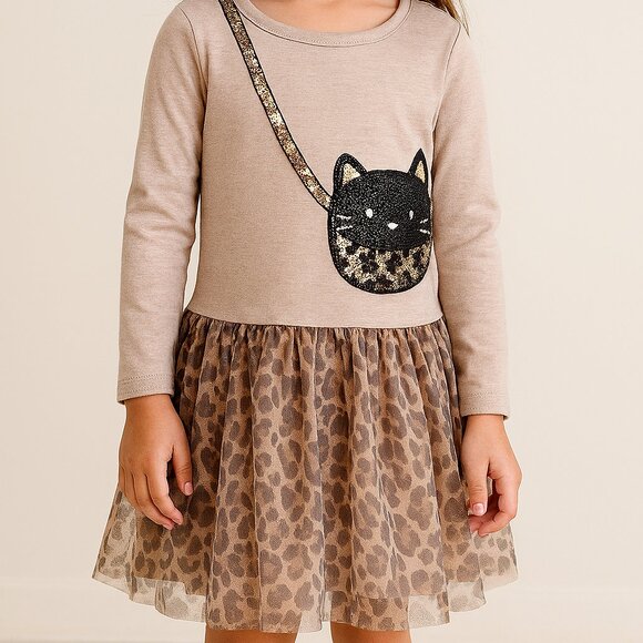 Zunie Other - Zunie Girls Size 5 Leopard Tulle Dress with Cat Purse Detail – Whimsical & Style